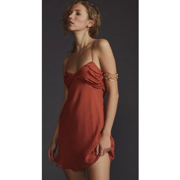 Anthropologie Dresses & Skirts - Anthropologie Red Satin Slip Mini Dress New 12